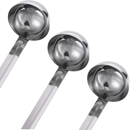meekoo Stainless Steel Ladle Soup Handle Ladle with Pouring Rim for Kitchen Cooking Soup Sauce