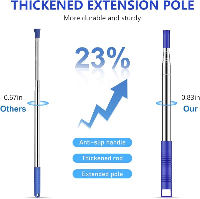 SetSail Extra-Long Dusters with Extension Pole 100-inch for Cleaning,Blue | Bendable Microfiber Head,Washable, Ceiling Fan Cleaner Duster, for Corner, High Ceilings and Furniture