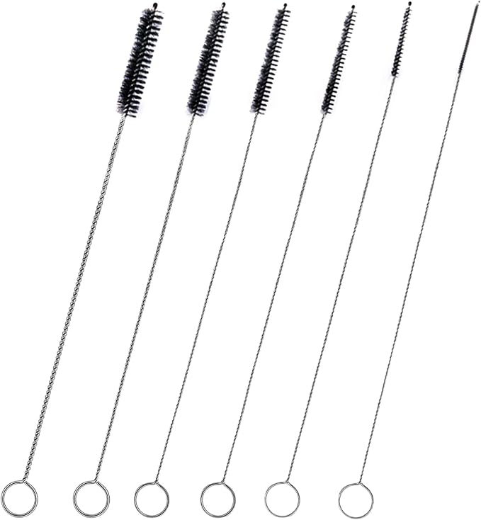 Brush Family Straw Cleaner Brush Set,6 Piece Long Drinking Straws Cleaning Brush Pipe Tube Tiny Brushes 10-inch,Black