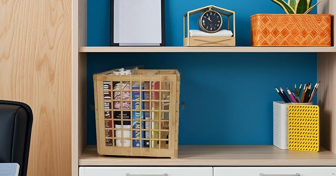 Bamboo Stackable, Cube Storage Bins - Lattice Design 2 Pack (10.5x10.5x10.5)