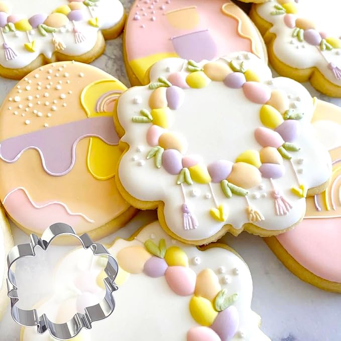 Frame Cookie Cutters Large Size 8Pcs, Metal Plaque Biscuit Fondant Cutter for DIY Baking Decorations Beginner Weeding Holiday Birthday Party