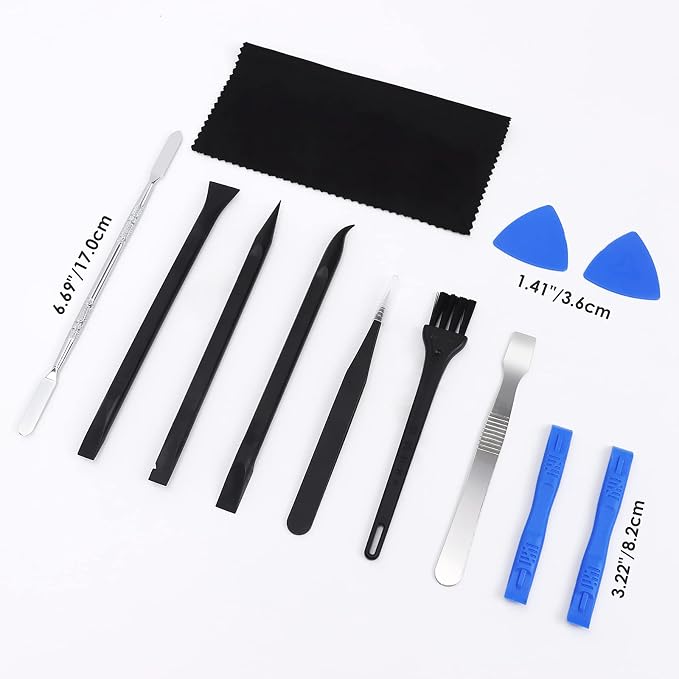 STREBITO Spudger Pry Tool Kit 12 Piece Opening Tools, Metal Spudger Tool | Cleaning Cloth, Prying Cleaning & Open Tool for iPhone, Laptop, iPad, Cell Phone, MacBook, Tablet, Computer, PS4, Electronics
