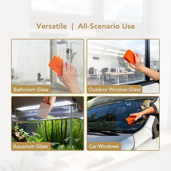 DrDirt Limescale Eraser for Glass, Professional Hard Water Stain Remover Tool for Windows, Shower Screens and Mirrors, Non-Chemical Abrasive Cleaning Block