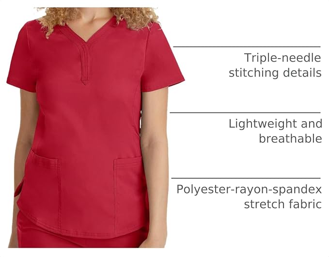Healing Hands Purple Label Jane Scrub Top for Women Y-Neck Design | 2 Patch Pockets, Slim Fit Side Vents, Fitted Shirttail Silhouette, Breathable Comfort, Easy Care Fabric, Made for Every Shift