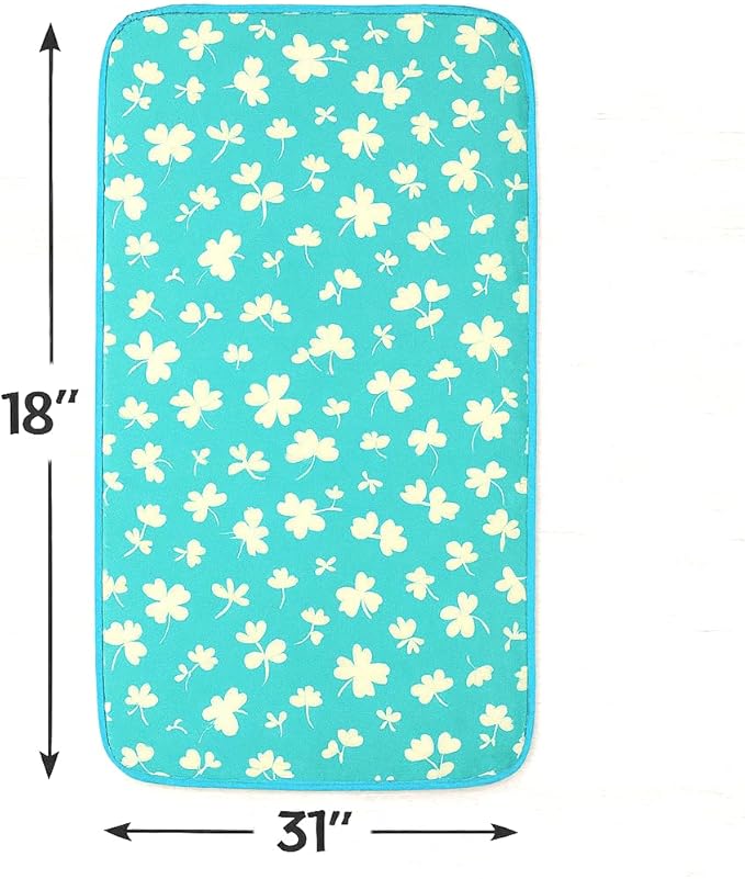FlMagnetic Ironing Mat for Washer Dryer 18x31 Foldable Quilted Ironing Blanket Non Slip Heat Resistant Pad Tabletop Countertop Iron Board Alternative Floral