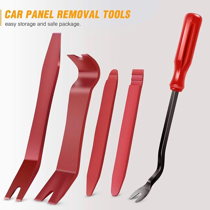 GOOACC 5 PCS Nylon Auto Trim Removal Tool Kit No-Scratch | Removal Tool Kit for Car Panel & Audio Dashboard Dismantle Red