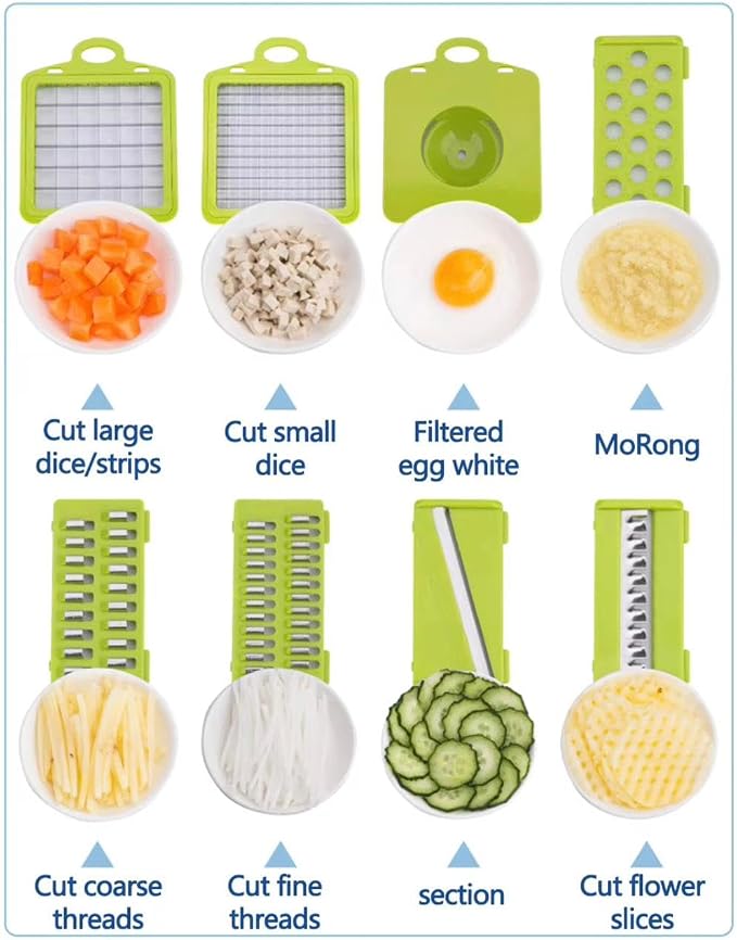 ERCLE's16-in-1 Vegetable Cutter Slicer – Multifunctional Vegetable Chopper with Stainless Steel Blades, Manual Onion Cutter, Food Slicer & Dicer for Kitchen, Salad Maker.