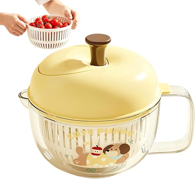 Vegetable Spinner - Compact Draining Kitchen Tool, Large Salad Spinner, Manual Fruit Vegetable Washer, Efficient Water Removal Basket | Fresh Produce Cleaning, Berry Rinsing, Cheese Drying