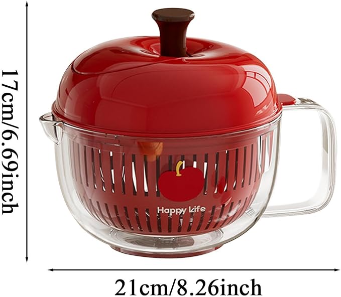 Salad Spinner, Hand Cranked Fruit Washing Spinner with Handle, Multifunctional Fruit and Vegetable Washing Bowl with Drain Basket, Reusable Salad Dehydrator Drainer for Home Kitchen