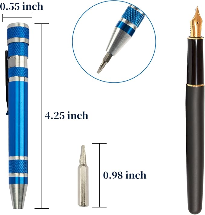 SWATOM 8 in 1 Mini Screwdriver Set Small Screwdrivers Pen Magnetic Repair Tools EDC Compact Precision Gadgets for Computer Eyeglasses Daily Home Improvement Use (Grey)
