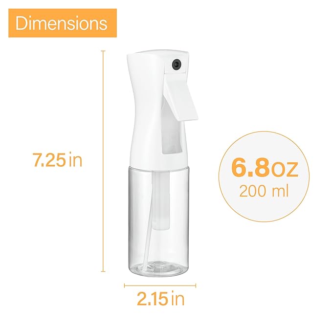 2 Pack Continuous Spray Bottles - Ultra Fine Mist Sprayer | Water Spray Bottle For Hair Mister Spray Bottle | Hair Spray Bottles For Hairstyling, Cleaning, Salons - 2pk 6.8 OZ / 200 ML