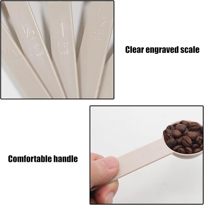 10 Pcs Measuring Cups and Spoons Set, Khaki Stackable Cups and Spoons PP Material Cooking and Baking Kitchen Measure Tools