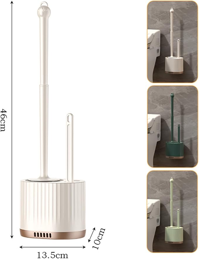 2 in 1 Toilet Bowl Brush Plunger Set,Toilet Brush and Holder Set Toilet Bowl Brush with Tweezers Long Handle,Ventilation Slots Base,Toilet Cleaner Brush for Bathroom Deep Cleaning