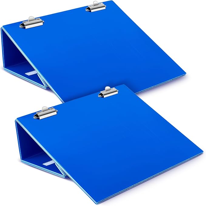 Nuanchu 2 Pcs Folding Slant Board for Writing 14 x 12 Inch Large Slanted Clipboard Adjustable Tilted Writing Boards Sloped Surface to Improve Handwriting Legibility Endurance (Blue)