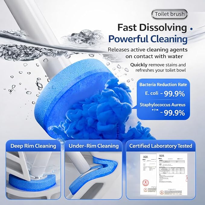 Disposable Toilet Brush (Toilet Brush + 8Refills)