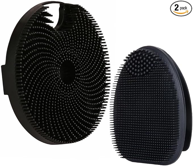 Soft Silicone Face Scrubber,Body Scrubber for Deep Cleansing, Exfoliation- 2pcs Silicone Body Brushes for Women Men Use in Shower Skin Massage Pore Cleansing Blackhead Removing