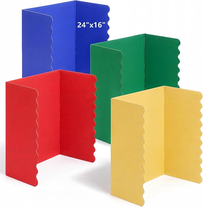 Mooliwe 4 Pack 24" x 16" Trifold Poster Board Tri Fold Poster Boards Foldable Corrugated Business Presentation Display Paper Boards for Science Fair Events, School Projects, Exhibitions