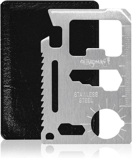 GUARDMAN 11-in-1 Survival Credit Card Multitool – Fathers Day Stocking Stuffer Christmas Gift - Multipurpose Tactical Wallet Tool With Bottle Opener, Survival Knife For Men Birthday Dad