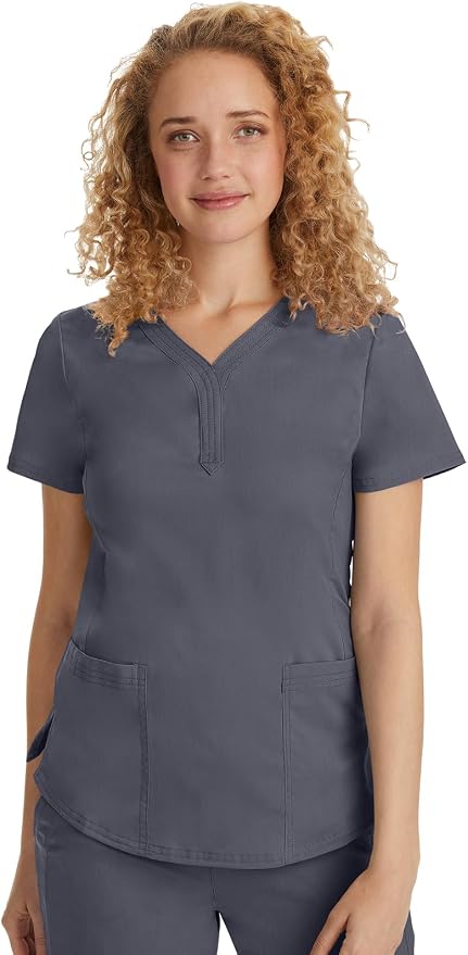 Healing Hands Purple Label Jane Scrub Top for Women Y-Neck Design | 2 Patch Pockets, Slim Fit Side Vents, Fitted Shirttail Silhouette, Breathable Comfort, Easy Care Fabric, Made for Every Shift