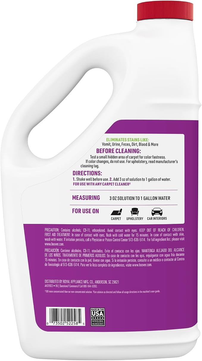 Hoover Pet Carpet Cleaner Solution, 128 Oz., Tropical Breeze Scent | Deep Cleaning Carpet Shampoo Solution, Eliminates Urine Stains and Odors, Pair with Hoover Carpet Cleaner Machine