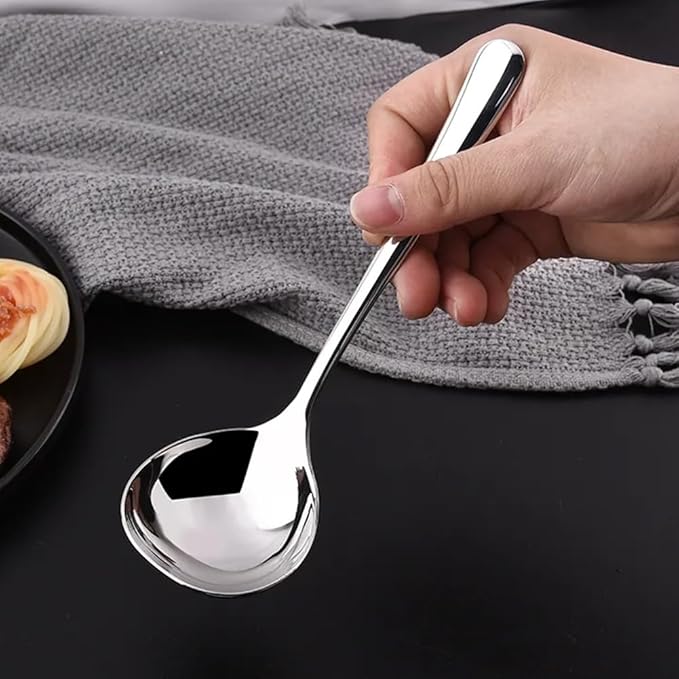 Soup Ladle, 2Pcs 304 Stainless Steel Ladle Spoon Small Gravy Soup Ladle Kitchen Utensil Cooking Serving Spoon for Cooking Buffet, Party, Kitchen(COLOR:sliver)
