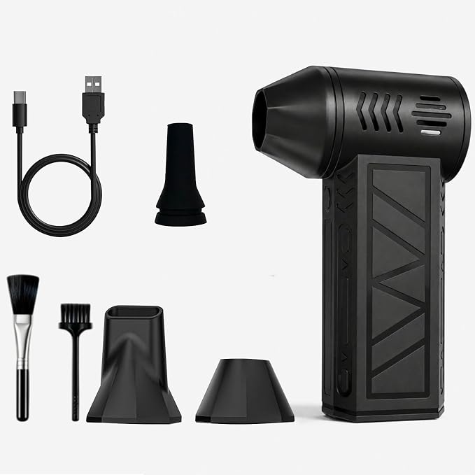 Compressed Air Duster, 130000 RPM Electric Air Duster, for Keyboard, Car | 4-Speed Adjustable Rechargeable Blower Gun, Portable and Reusable Air Blower for Computer and Cleaning Fallen Leaves
