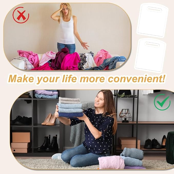 AHANDMAKER 2 PCS Shirt Folding Board 10 X 12 Inch Laundry Organizer with Hook Acrylic Folding Board for Clothes Durable Easy and Fast for Hanging T Shirt, Transparent