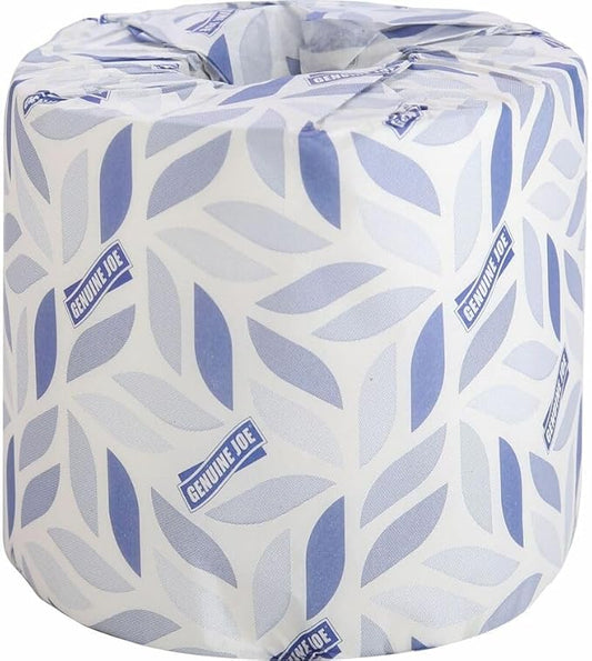 Genuine Joe Standard Bath Tissue, 3" x 4", 2-Ply, 400 Sheets/Roll, 96 Count