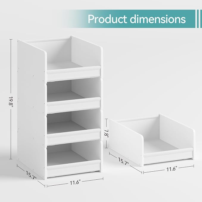 FOUCSSOMEI Closet Organizer and Storage, 4 Tier Stackable Storage Organizer, Wooden & Metal Closet Shelves, Modular Clothes Organizer, Storage Shelf, Bedroom & Closet Organization, Patent Design