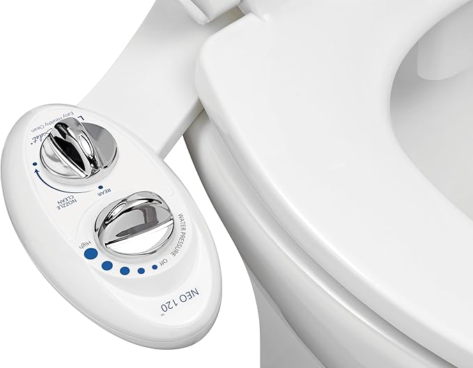 LUXE Bidet NEO 120 - Single Nozzle, Self-Cleaning, Non-Electric Bidet Attachment for Toilet Seat, Adjustable Water Pressure, Rear Wash (White)