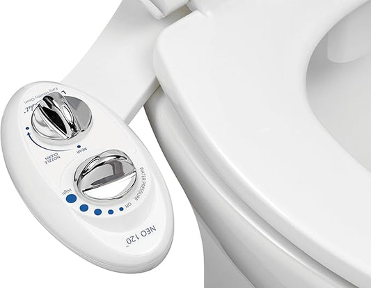 LUXE Bidet NEO 120 - Single Nozzle, Self-Cleaning, Non-Electric Bidet Attachment for Toilet Seat, Adjustable Water Pressure, Rear Wash (White)