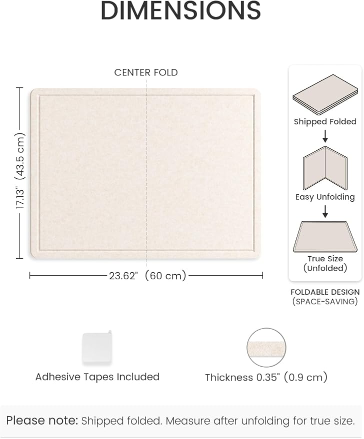 Fluxynara 23.6" x 17.1" Bulletin Board, Oatmeal | Cork Board Alternative with 12 Removable Adhesive Tabs, Foldable Felt Pin Board for Home, Office, Classroom & Dorm