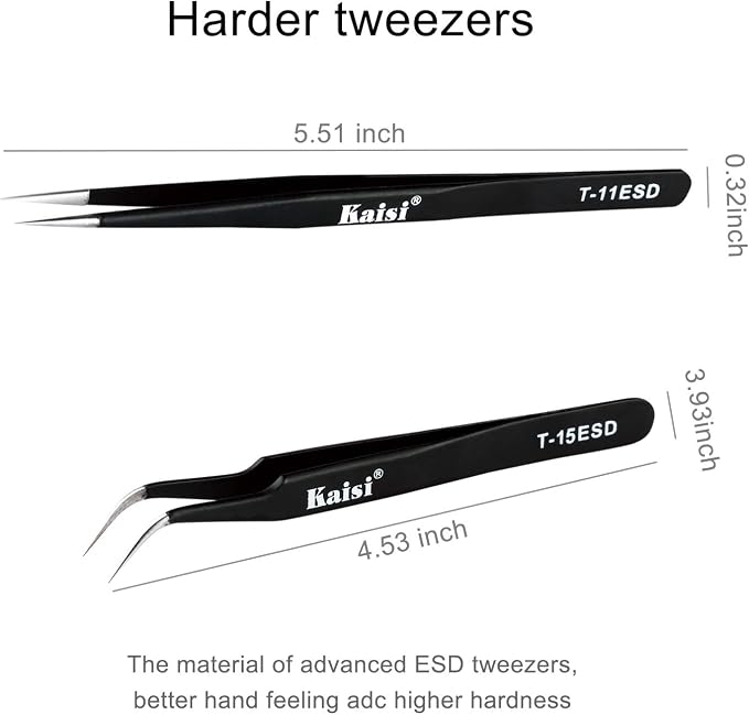 Kaisi Professional Electronics Opening Pry Tool Repair Kit Metal Spudger | Non-Abrasive Nylon Spudgers and Anti-Static Tweezers for Cellphone iPhone Laptops Tablets and More, 20 Piece