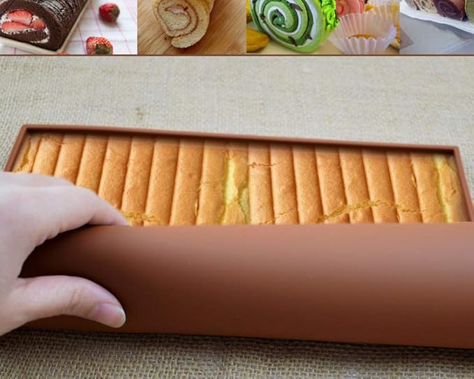Silicone Cake Roll Maker,Silicone Baking Mat,Multipurpose Nonstick Pastry Mat, Swiss Roll Cake Mat Flexible Baking Tray Mold Baking-2pack(10''12'', Blue)