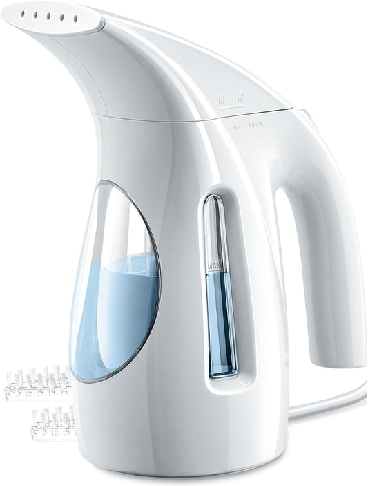 HiLIFE Steamer for Clothes, Portable Handheld Garment Wrinkle Remover, 240ml Big Capacity, 700W, Strong Penetrating Steam, for Home, Office and Travel, ONLY FOR 120V, Pearl White