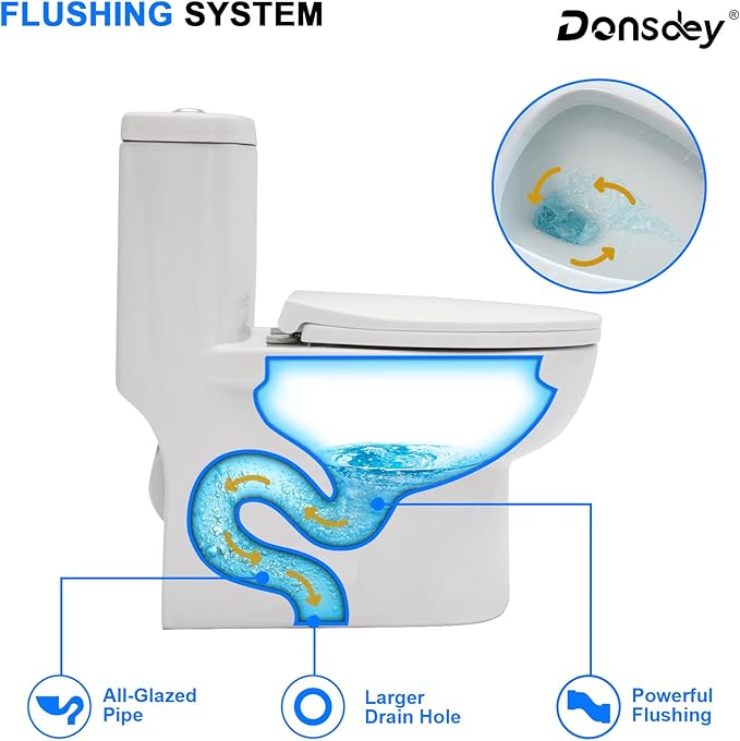 One Piece Toilet 12'' Rough Inch- High Efficiency Water Saving Ceramic Toilets with 15.7" Comfort Chair Seat 1.1/1.6 GPF Dual Flush and Easy to Clean Toilet Bowl 15.9''x26.2''x28.8''