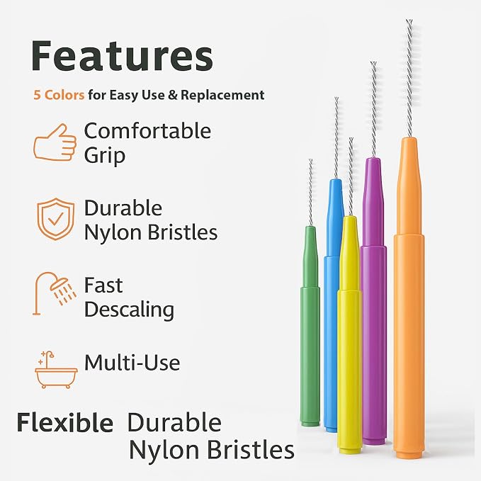 Shower Head Cleaning Brushes, 35 PCS Multi-Size Nozzle Cleaner Tool with Storage Case, Shower Head Cleaner Picks for Unclogging Small Holes, Bathroom, Faucets & Spray Nozzles(Multi Color)