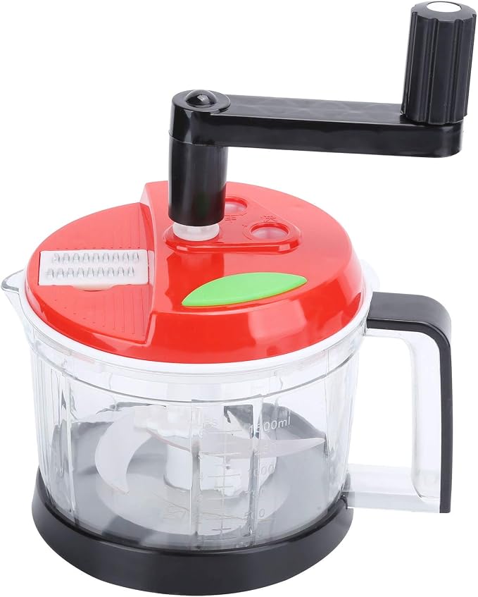 Hand Food Chopper, Vegetable Quick Chopper Manual Food Processor, Easy To Food Dicer Mincer Mixer Blender, Rotary Onion Chopper for Garlic, Salad, Salsa, Nuts, Meat, Fruit(M)