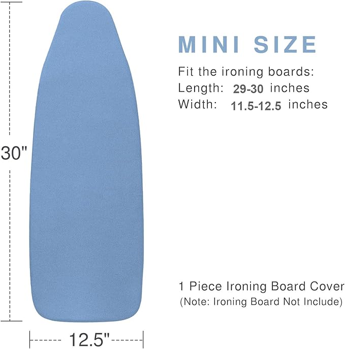 VividPaw Small Ironing Board Cover and Pad 12.5 x 30, Elastic Edge, Silicone Coated, Resist Scorching, Heavy Duty Padded Cover for Mini Table Top Iron Board (Silicone Coating-Blue, 12" x 30")