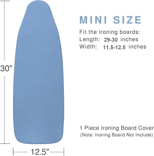 VividPaw Small Ironing Board Cover and Pad 12.5 x 30, Elastic Edge, Silicone Coated, Resist Scorching, Heavy Duty Padded Cover for Mini Table Top Iron Board (Silicone Coating-Blue, 12" x 30")