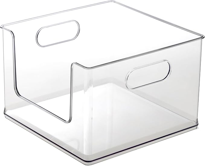 BINO | Stackable Plastic Storage Bins, Open-Front - Clear | THE CLARUS COLLECTION | Pantry Organizers and Storage Containers | Fridge Organizer Bins | Kitchen Cabinet Organizer | Medicine Cabinet Bin