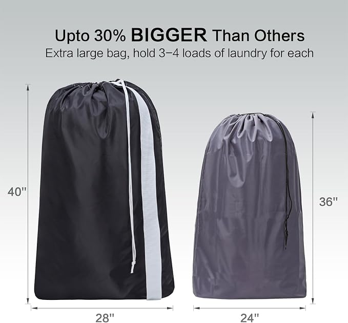 HOMEST XL Laundry Bag with Strap, Clothes Organizer for Dorm & Travel | Heavy-duty nylon material supports bulky garments and daily transport between baskets and storage areas, Black