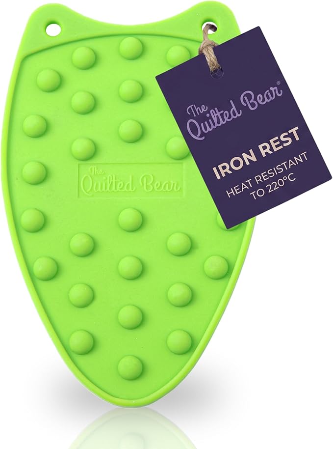 The Quilted Bear Mini Iron Rest - Silicone Heat Resistant Mat for Stress-Free Crafting, Sewing & Quilting Supplies - Durable and Protective Surface for Mini Iron (Lime Green)