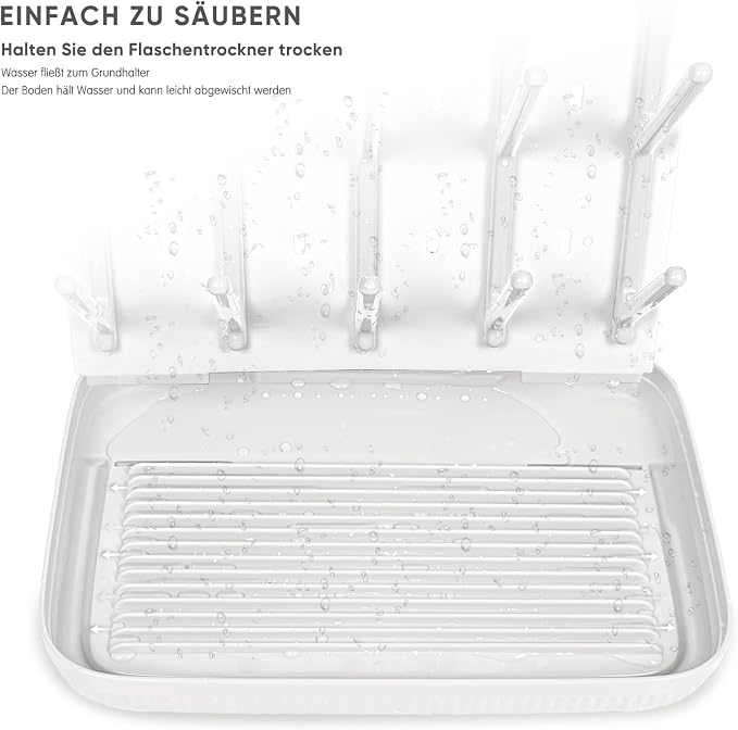 Termichy Baby Bottle Drying Rack：Large Vertical Space Saver for Countertop | With 15 Hooks - Quick-Dry Holder for Nipples, Teethers & Breast Pump Parts -Newborn Essentials Must-Haves White
