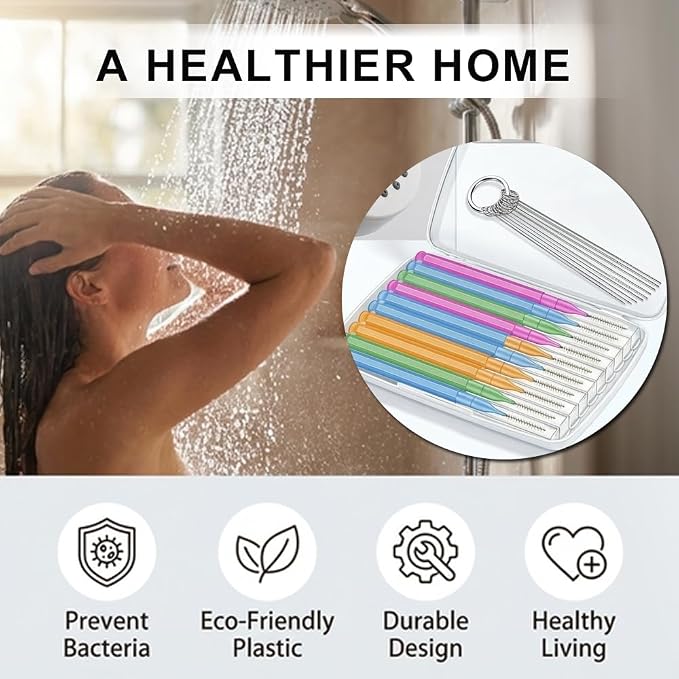 Shower Head Cleaner Tool, Multi-Size Shower Head Cleaning Brush & Shower Head Cleaner Picks for Unclogging Small Nozzles & Crevices Shower Cleaning Tools for Bathroom & Kitchen (30pcs Set)
