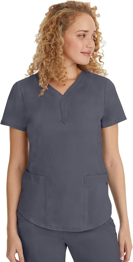 Healing Hands Purple Label Jane Scrub Top for Women Y-Neck Design | 2 Patch Pockets, Slim Fit Side Vents, Fitted Shirttail Silhouette, Breathable Comfort, Easy Care Fabric, Made for Every Shift
