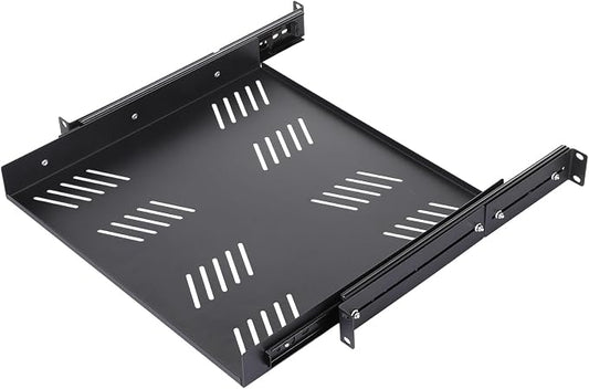 1 Pcs 1U Sliding Rack Shelf, Standard 19 Inch 4-Post Server Rack Adjustable Mounting 15-29 Inch Depth Vented Cantilever Shelf,Support up to 40 LBS Network Cabinet, AV Racks IT Equipment