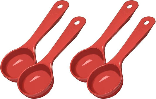 Carlisle FoodService Products Measure Miser Solid Measuring Spoon with Short Handle, 2 Ounces, Red, 1 Count (Pack of 4)