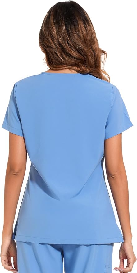 Scrubs Tops for Woman - Soft Stretch, V-Neck Tops | 3 Pockets, Side Split Design, Short Sleeve, Breathable & Lightweight Nursing Shirt, Easy-Care Fabric for All-Day Comfort