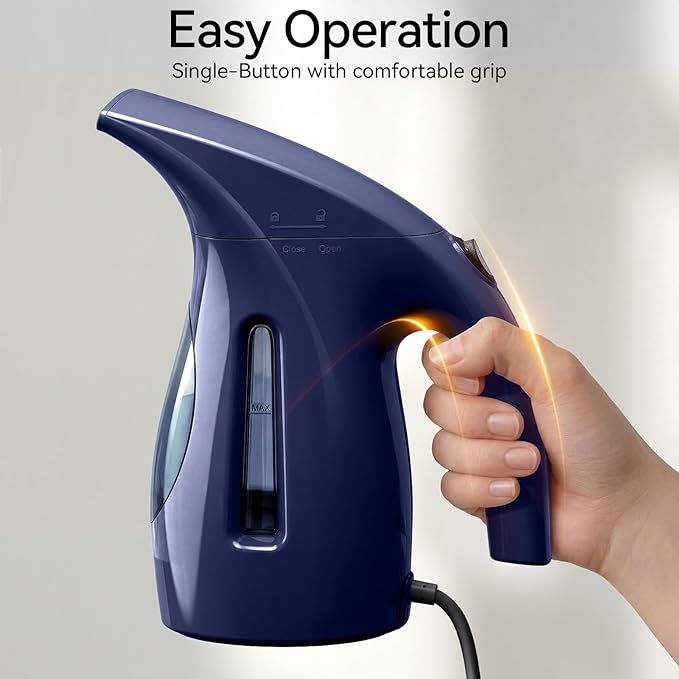 HiLIFE Steamer for Clothes, Portable Handheld Garment Wrinkle Remover, 240ml Big Capacity, 700W, Strong Penetrating Steam, for Home, Office and Travel, ONLY FOR 120V, Deep Navy
